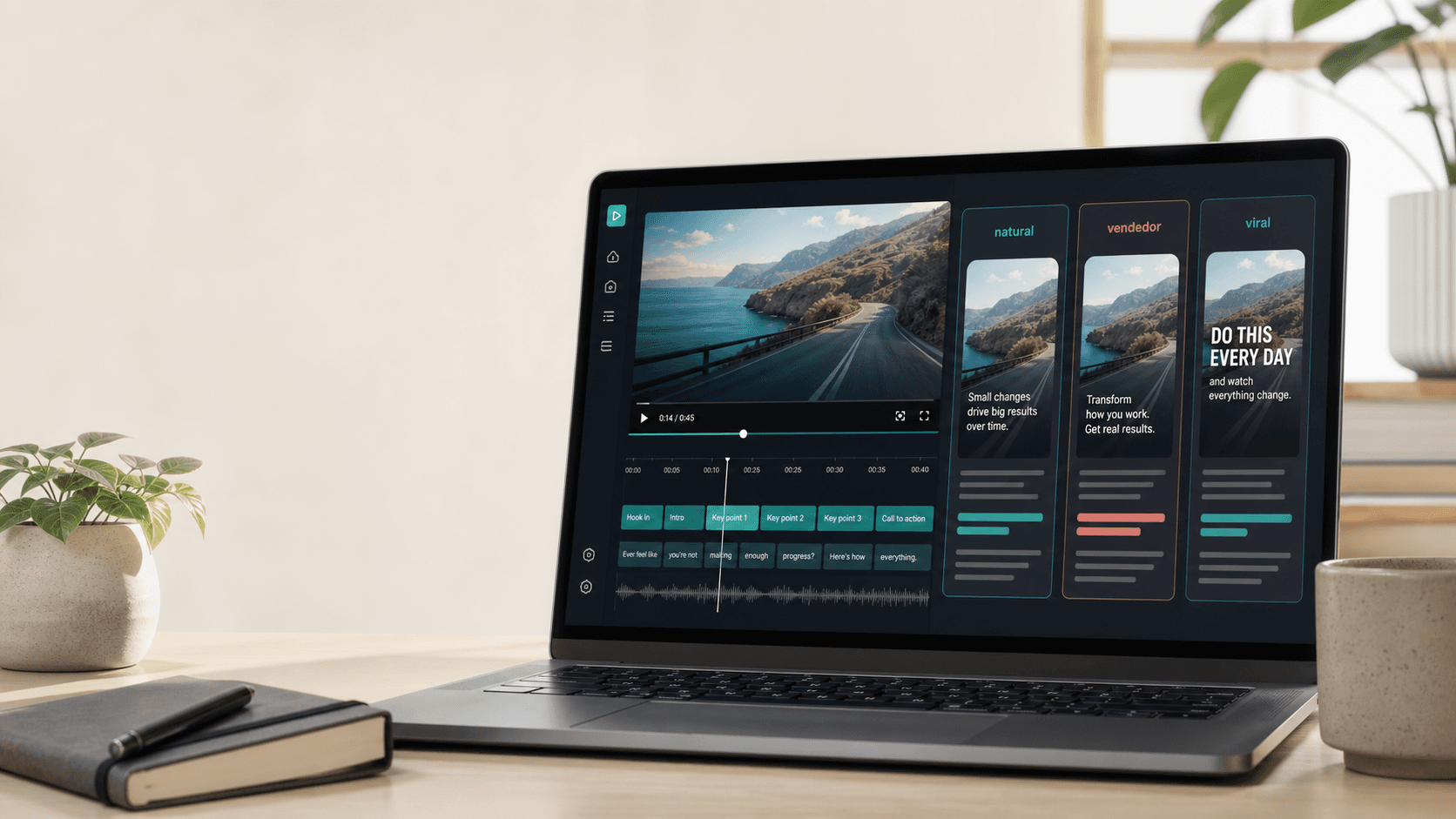 Movyral editor dashboard on a laptop